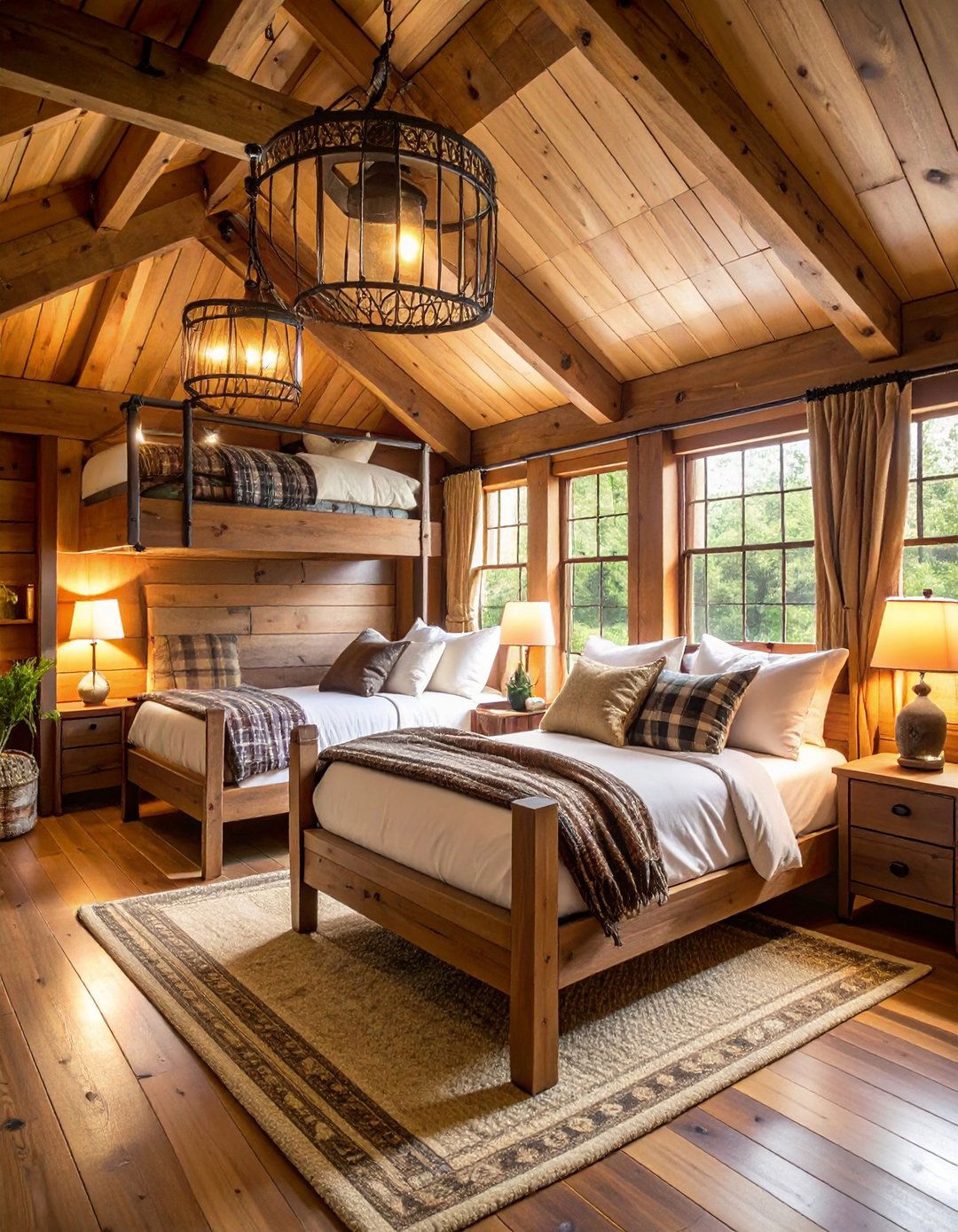 Rustic Cabin Bunk Room with Reclaimed Wood - 20 bunk room ideas