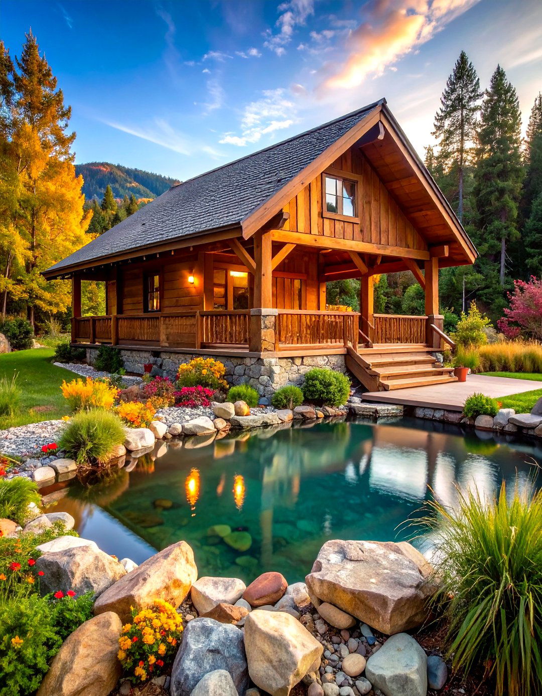 Rustic Cabin Style Pool House with Natural Materials - 20 Pool House Ideas