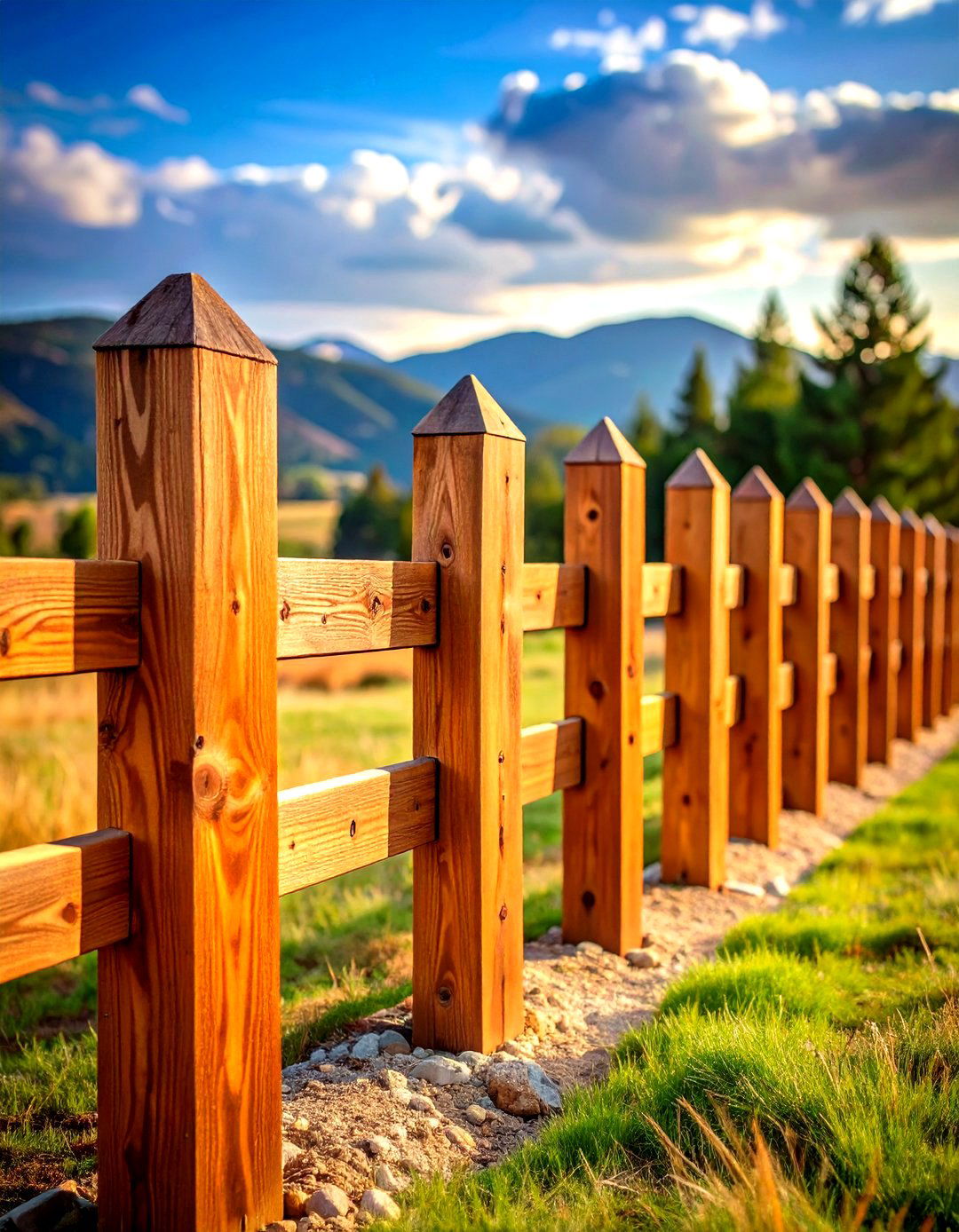 Rustic Cedar Wood Fence Post Design - 20 Wood Fence Ideas