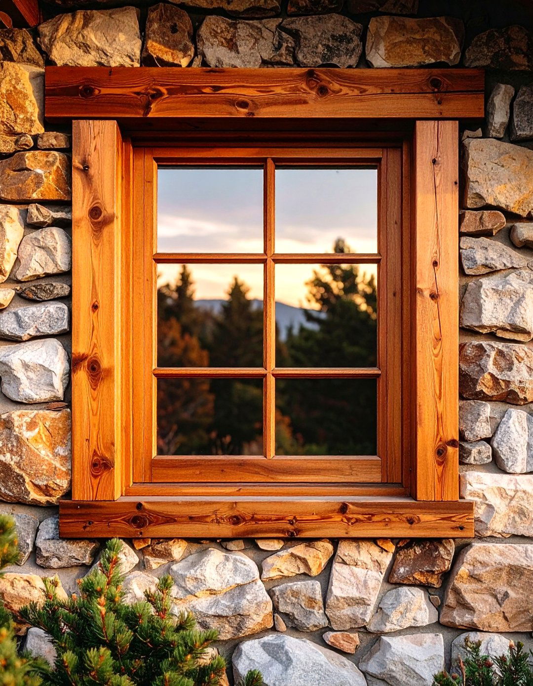 Rustic Cedar Wood Window Trim - 20 Exterior Window Trim Ideas