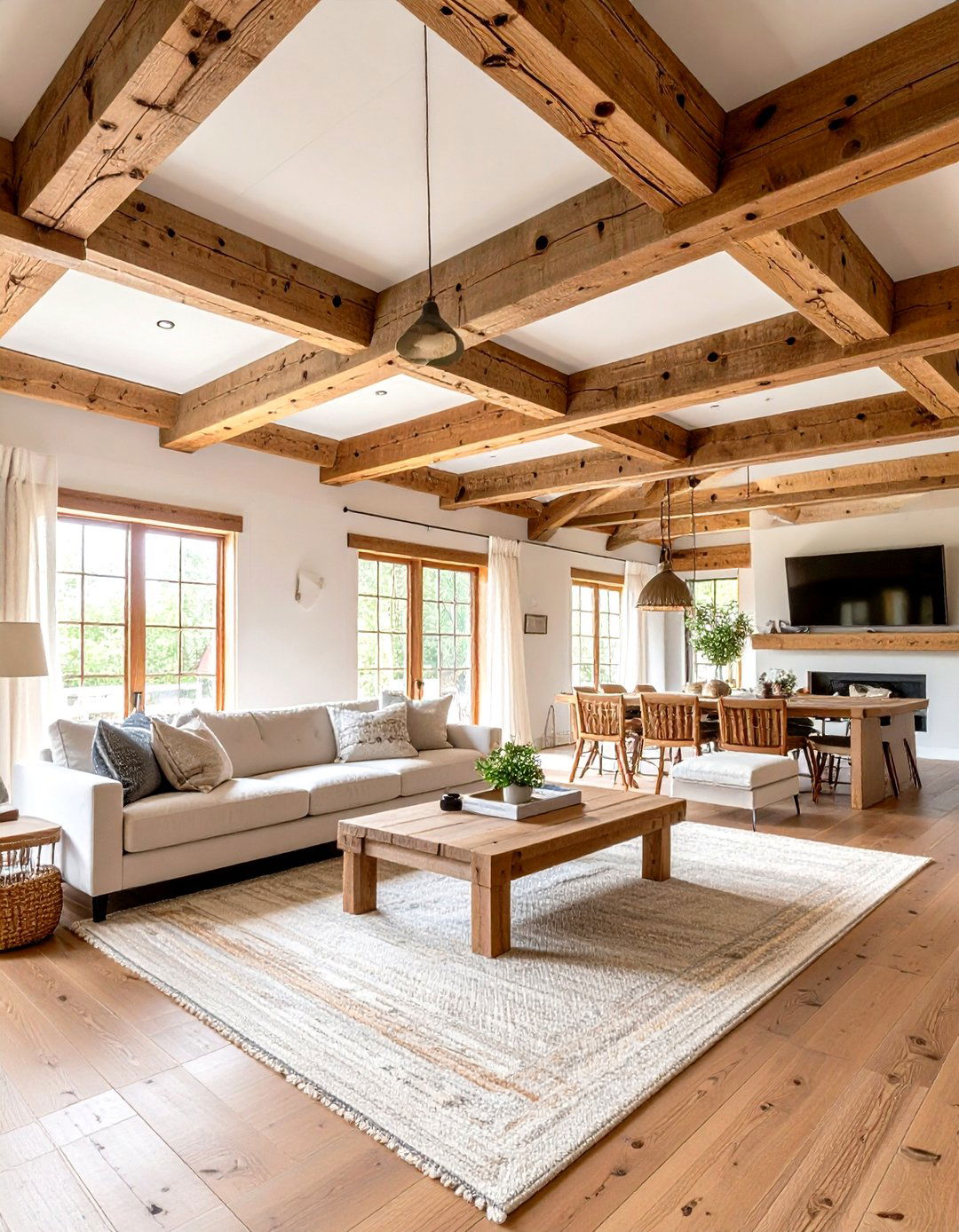 Rustic Ceiling with Exposed Reclaimed Wood Beams - 20 Rustic Ceiling Ideas
