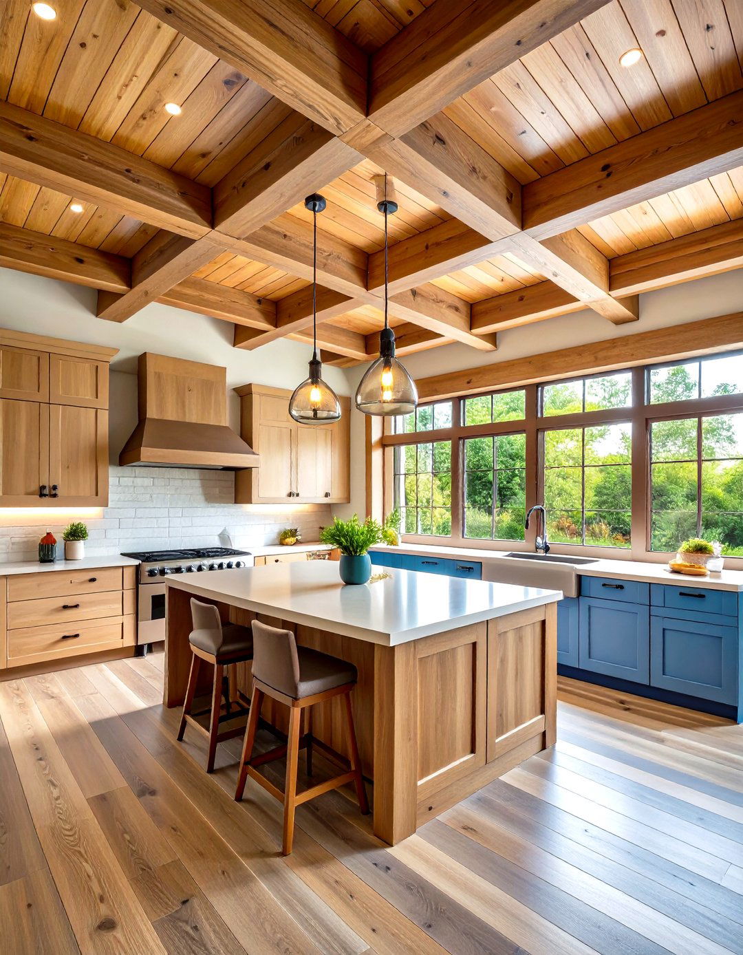 Rustic Ceiling with Faux Wood Beam Grid Pattern - 20 Rustic Ceiling Ideas
