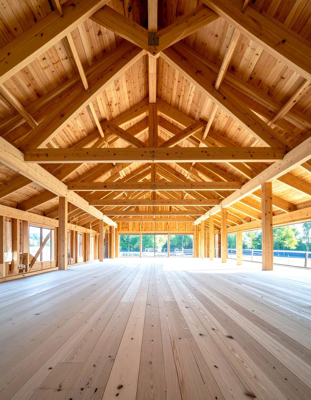 Rustic Ceiling with Hickory Wood Beam Framework - 20 Rustic Ceiling Ideas