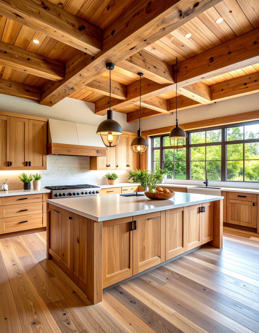 Rustic Ceiling with Live Edge Wood Accent Beams - 20 Rustic Ceiling Ideas