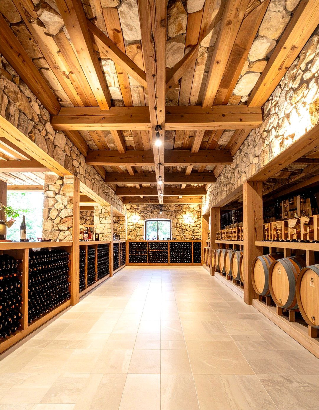 Rustic Ceiling with Stone and Wood Combination - 20 Rustic Ceiling Ideas
