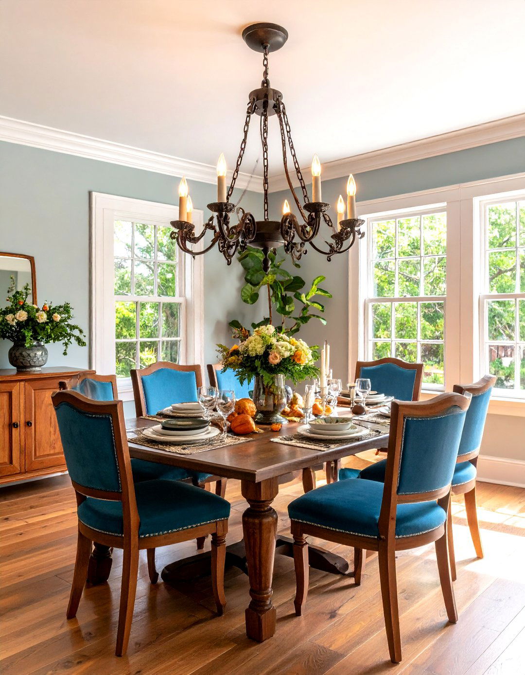 Rustic Chandelier Colonial Dining Room Statement - 20 Colonial Dining Room Ideas