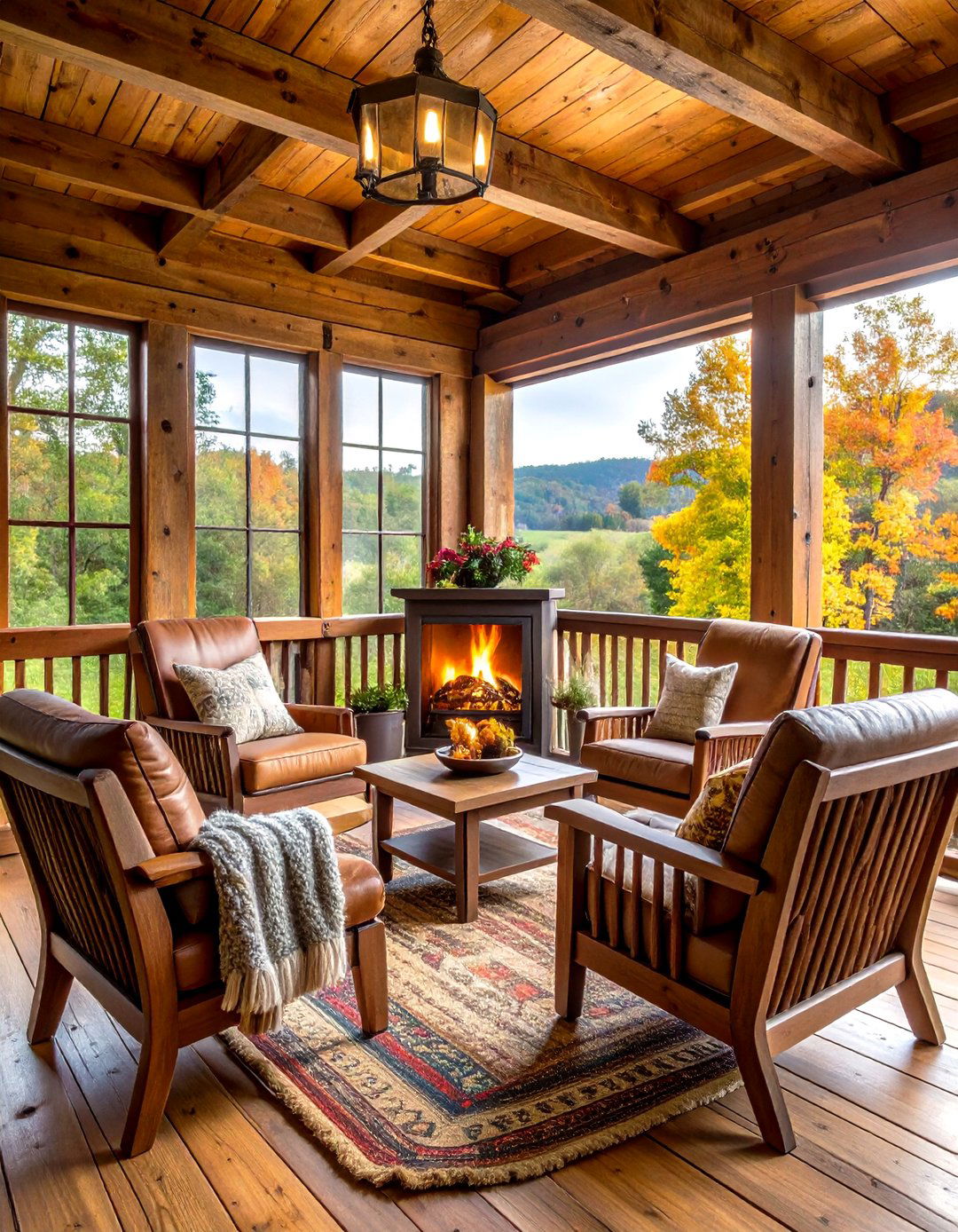 Rustic Charm Using Natural Materials - 20 Screened-in Porch With Fireplace Ideas