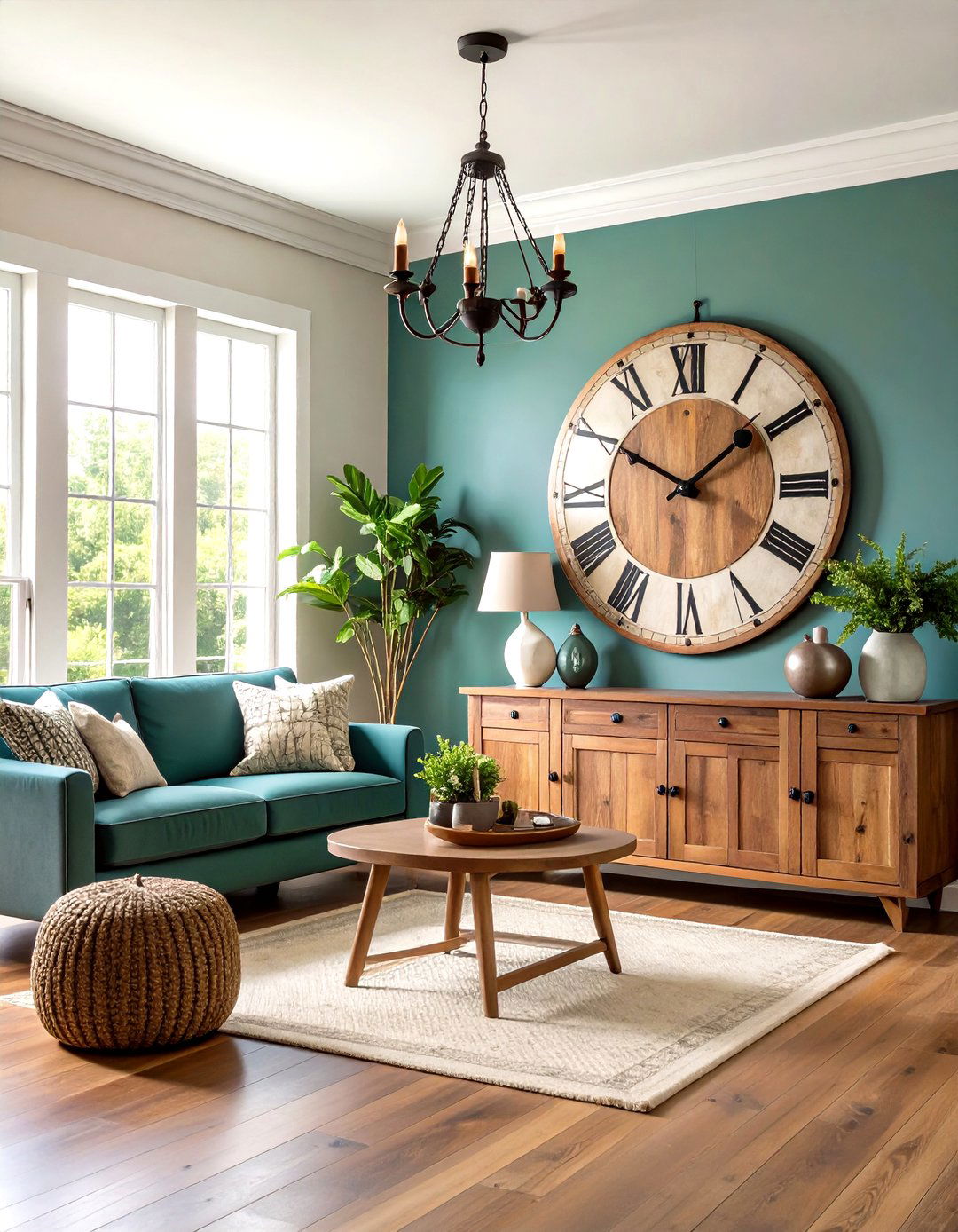 Rustic Clock Statement Wall Features - 20 Rustic Wall Decor Ideas