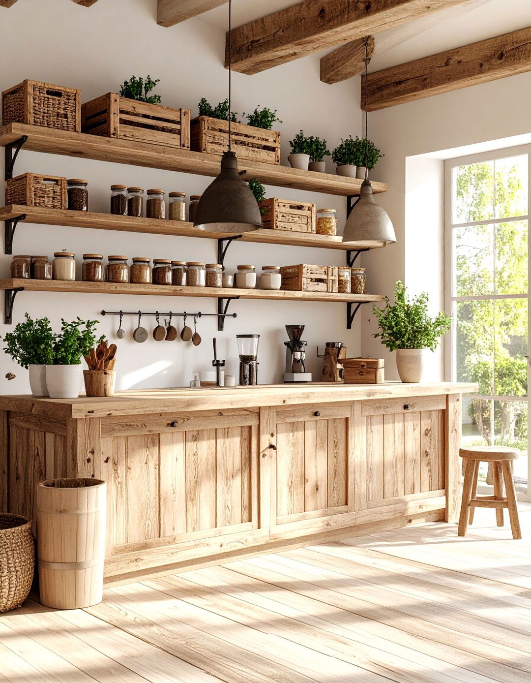 Rustic Coffee Station with Reclaimed Wood Elements - 20 Coffee Station Ideas