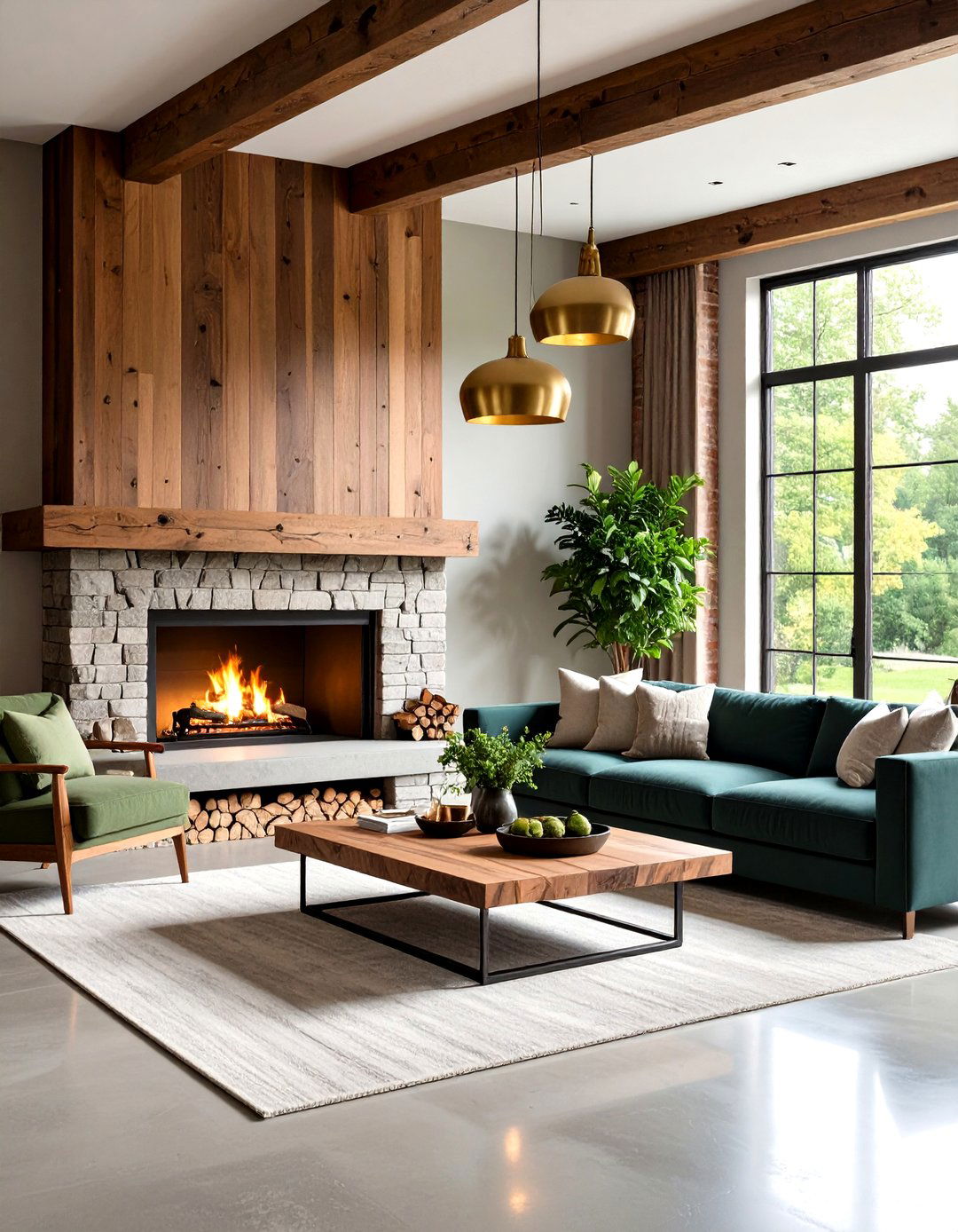 Rustic Contemporary Living Room With a Brick Fireplace - 20 Rustic Living Room With a Brick Fireplace Ideas