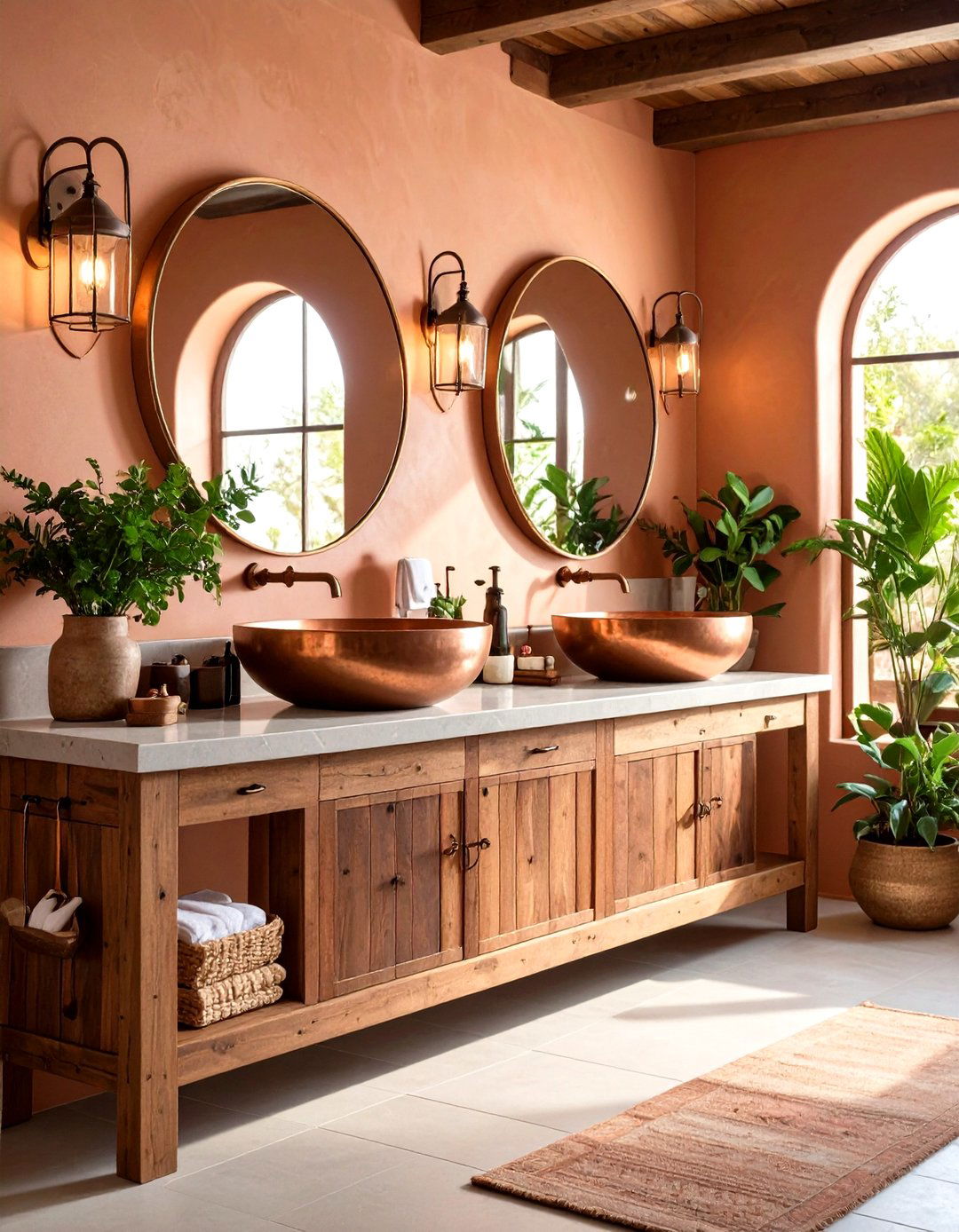 Rustic Copper Mexican Bathroom Retreat - 20 Mexican Bathroom Ideas
