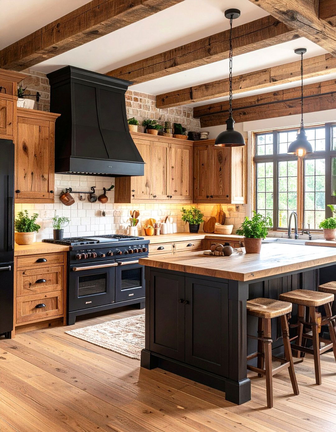 Rustic Country Kitchen With Black Appliances - 20 Kitchen With Black Appliances
