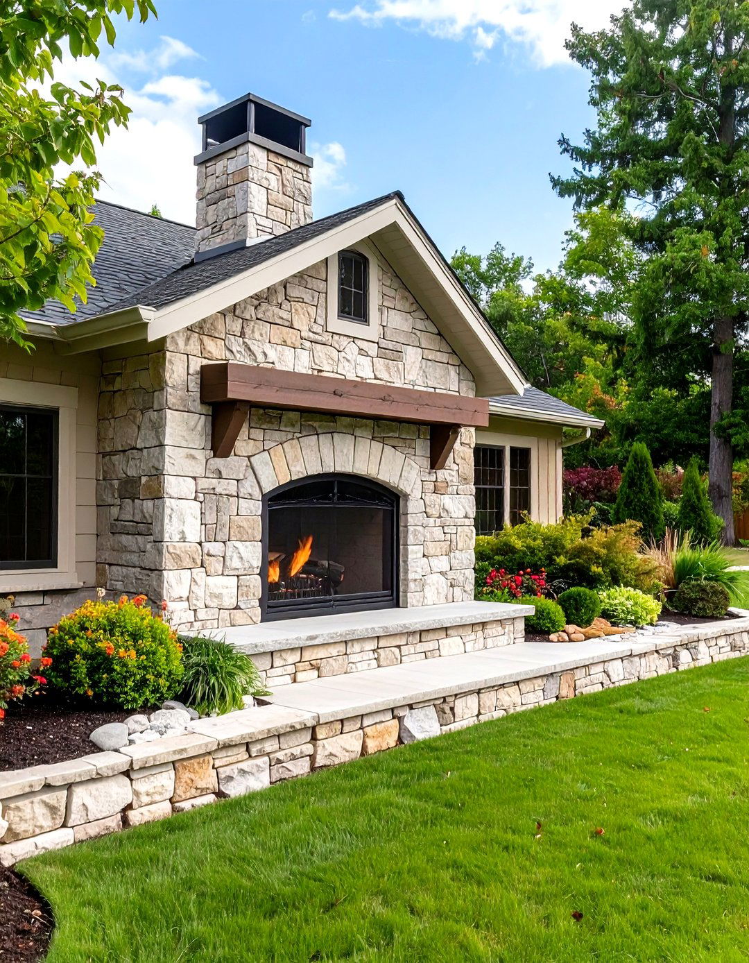 Rustic Dry Stack Stone Outdoor Fireplace - 20 Rustic Outdoor Fireplace Ideas