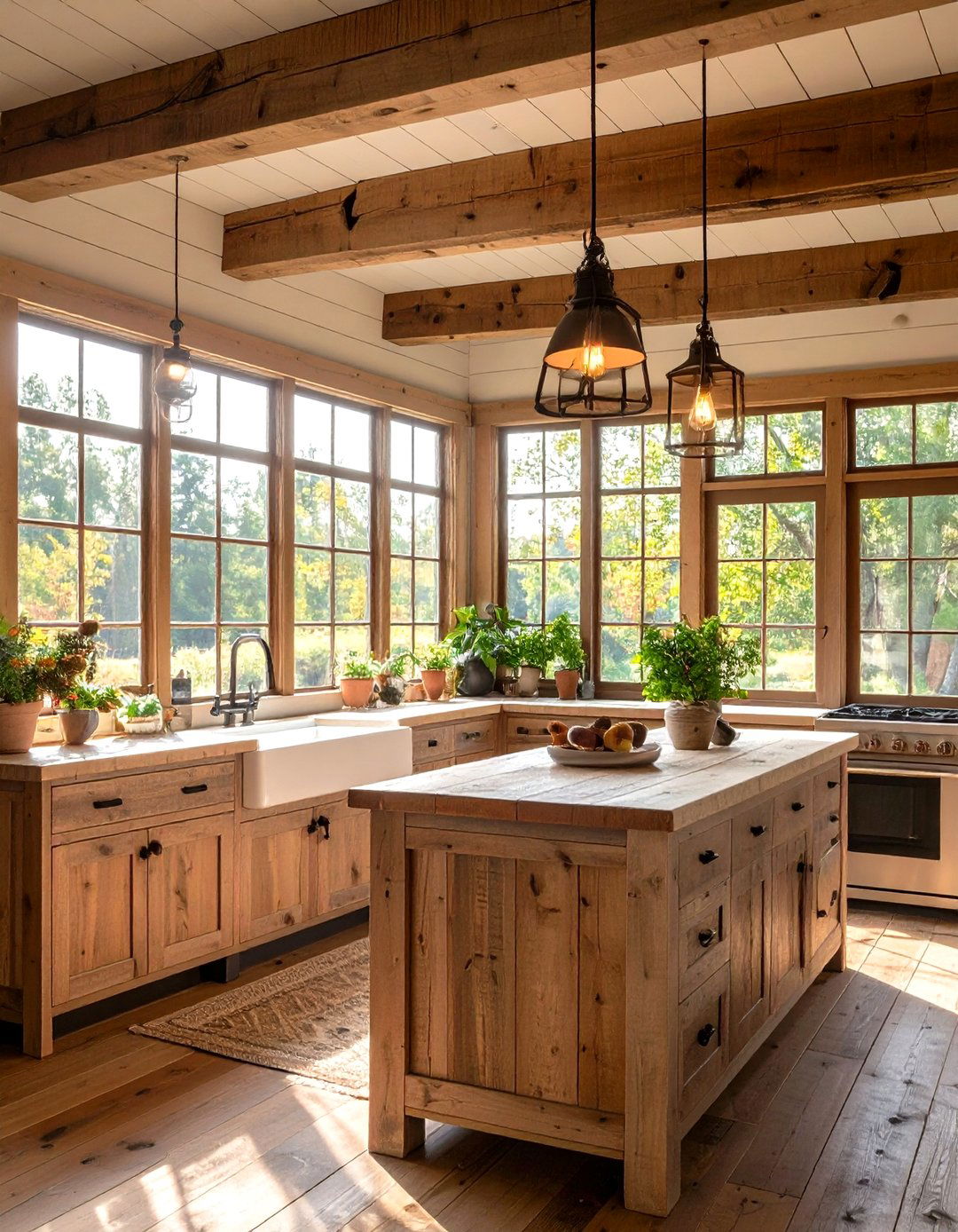 Rustic Farmhouse Charm - 20 Sunroom Kitchen Ideas
