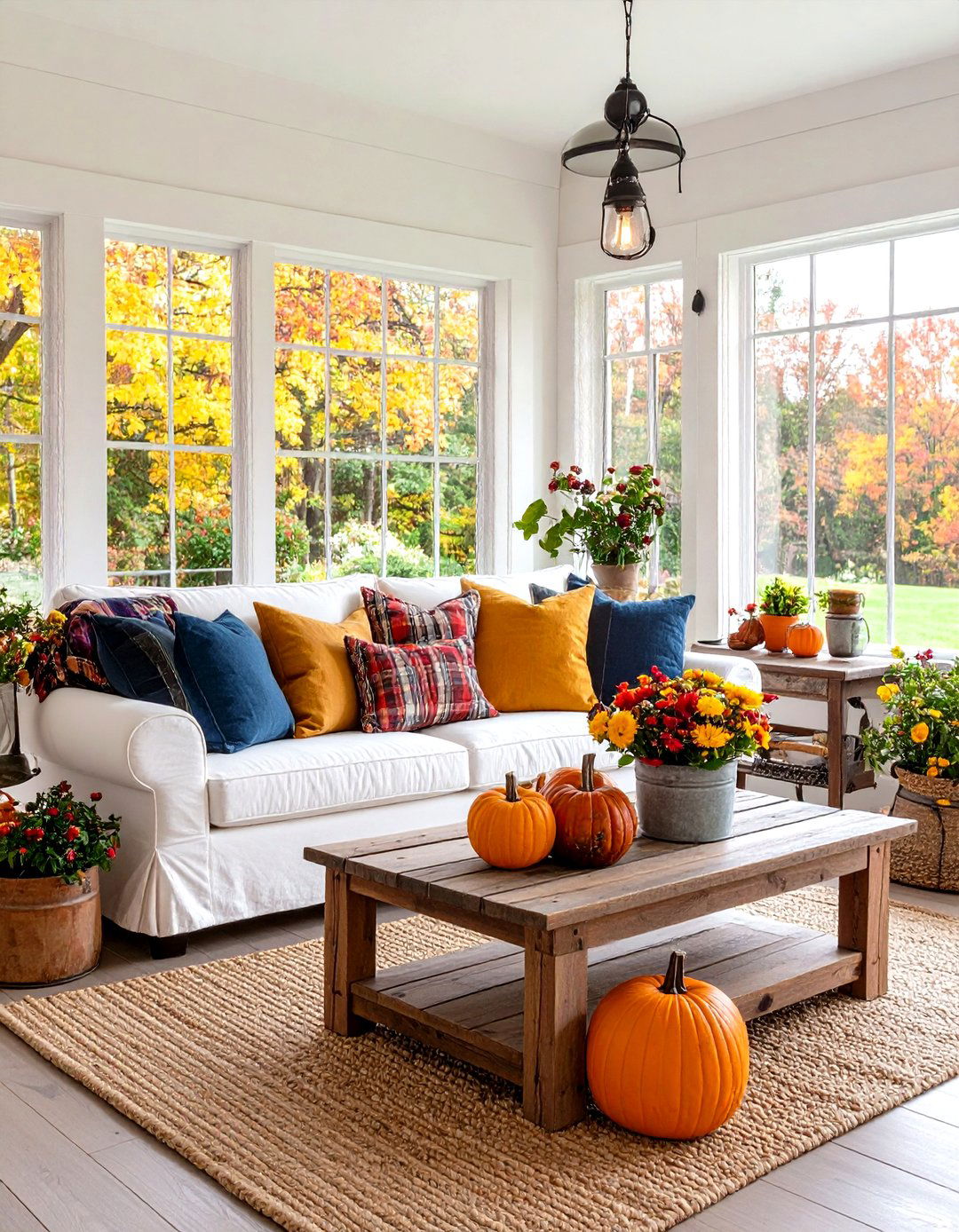 Rustic Farmhouse White Couch Retreat - 20 White Couch Living Room Ideas
