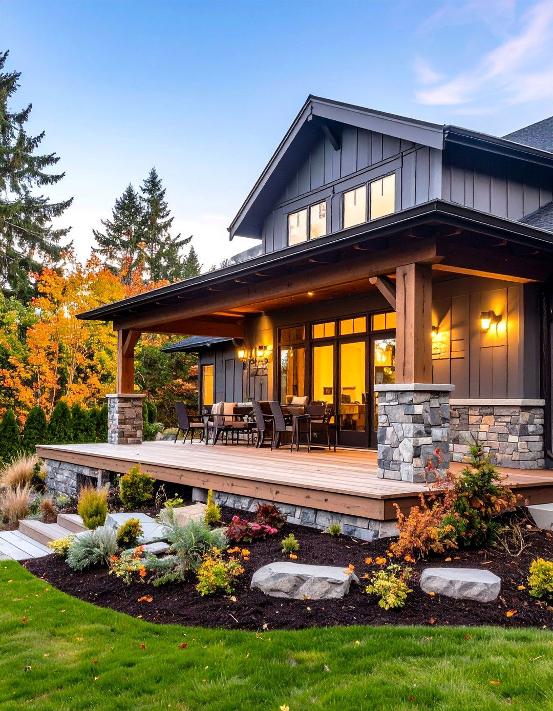 Rustic Faux Stone Deck Fascia Wrap - 20 Deck Fascia Ideas