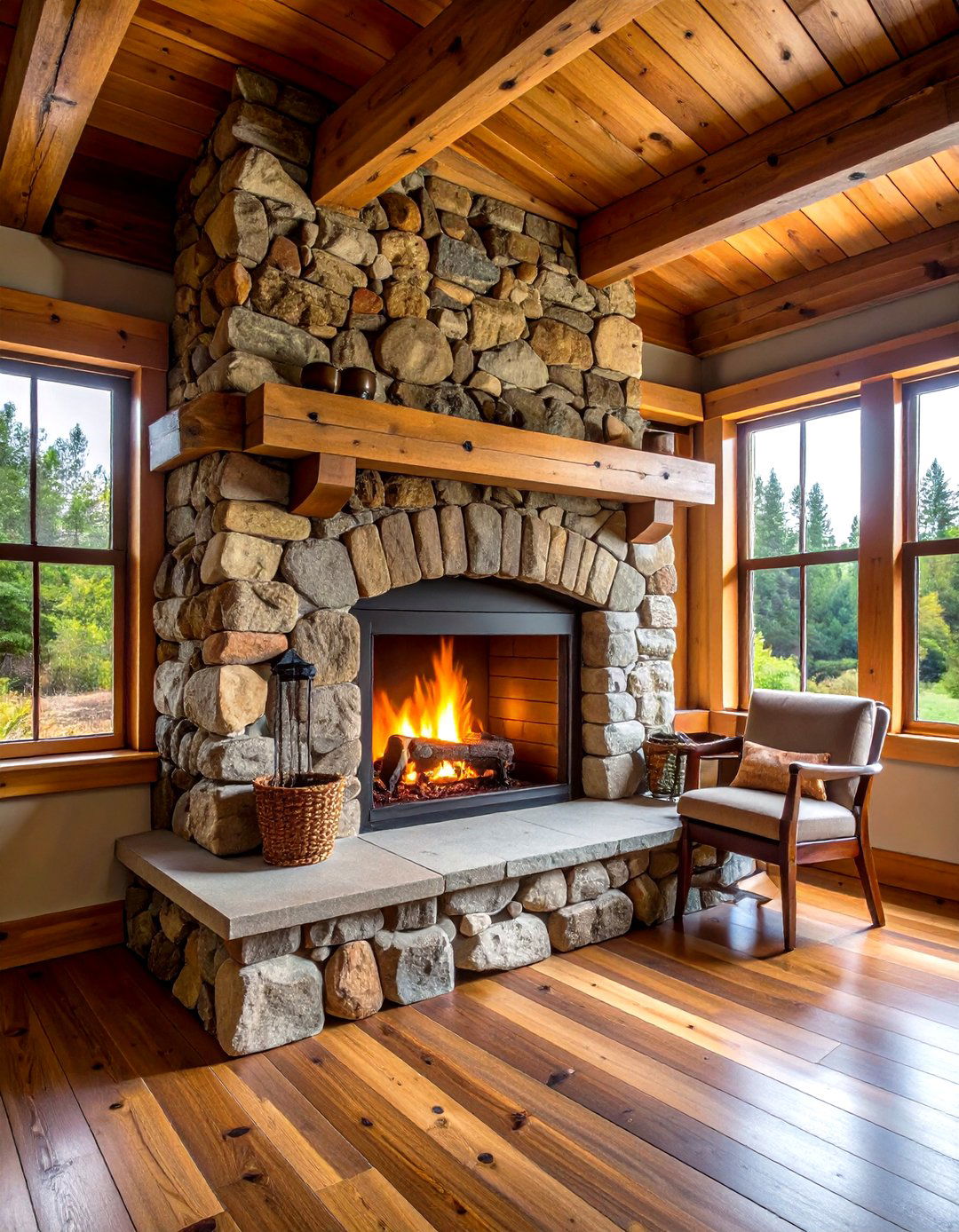 Rustic Fieldstone Fireplace Appeal - 20 Traditional Fireplaces