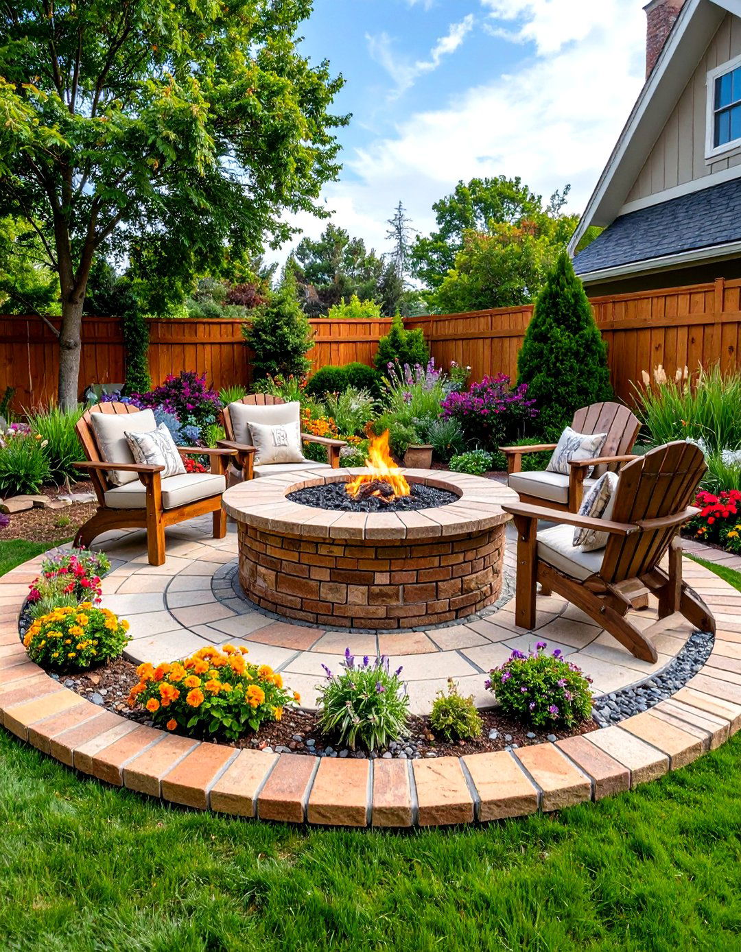 Rustic Fire Pit with Brick and Wood Combination - 20 Rustic Fire Pit Ideas
