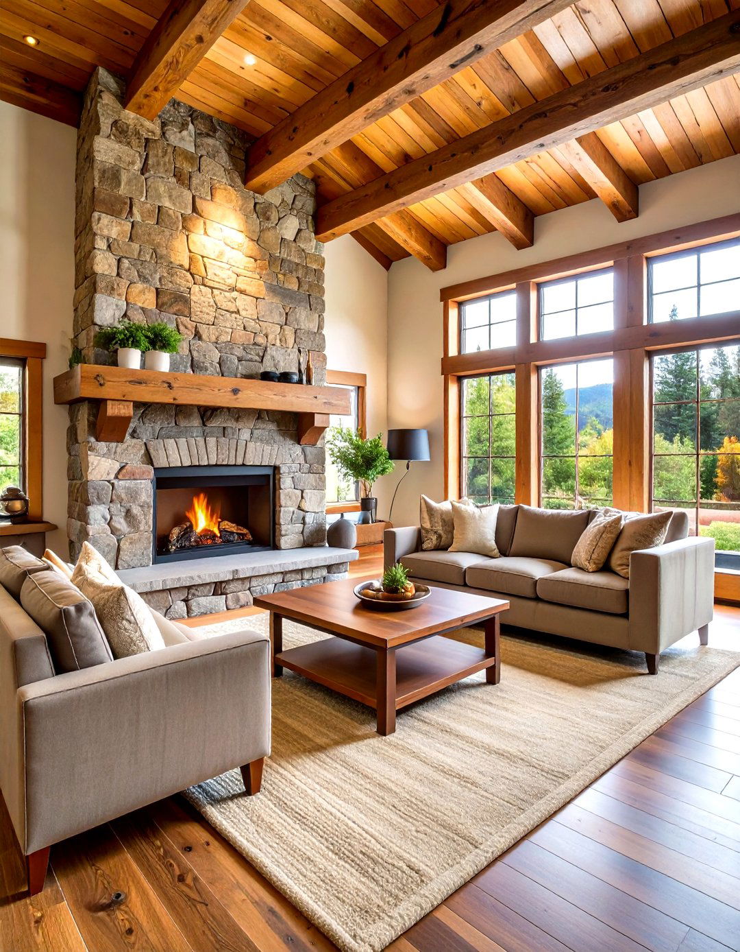 Rustic Fireplace Living Room Interior Design - 20 Rustic Interior Design Ideas