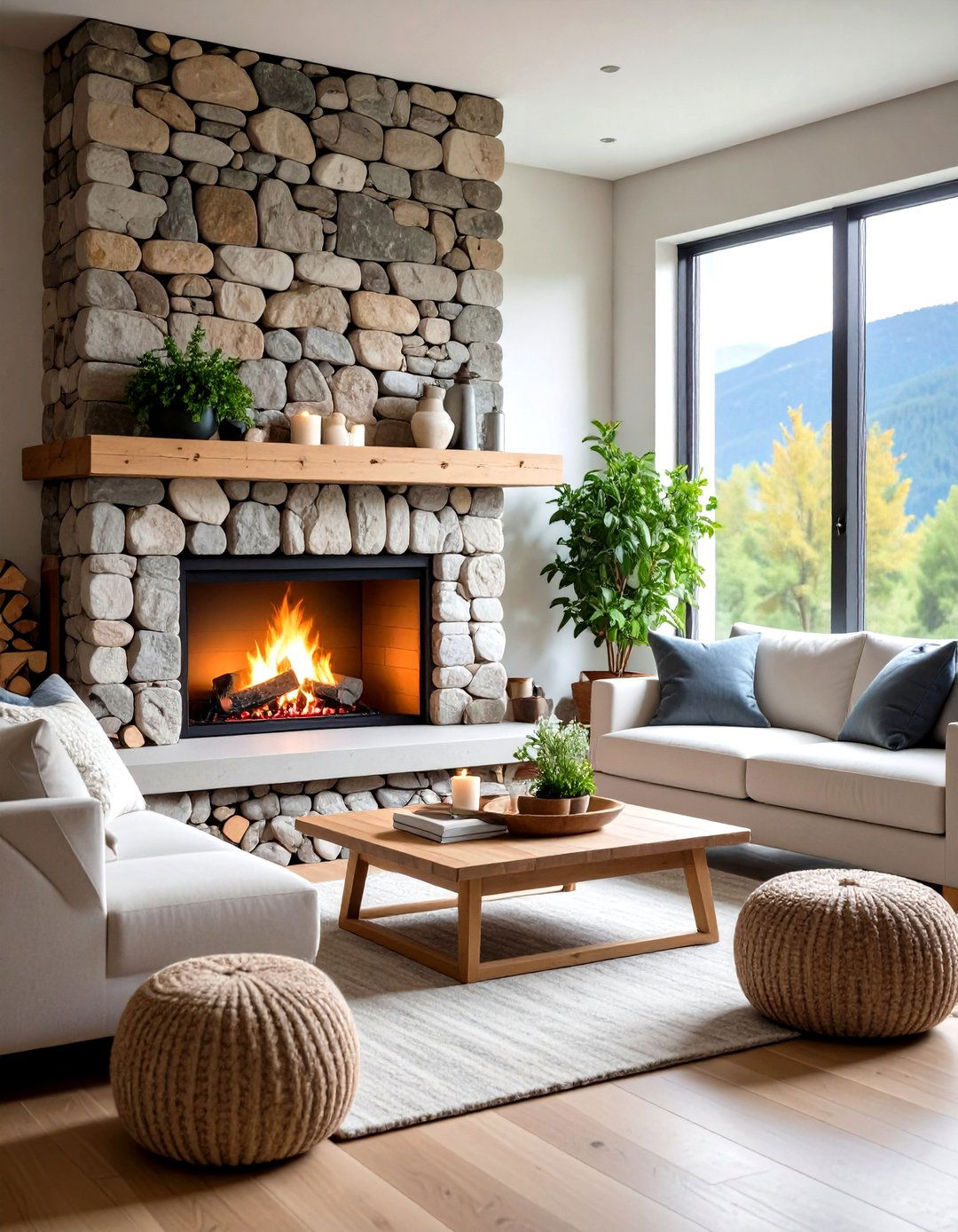 Rustic Fireplace with Scandinavian Modern Influence - 20 Rustic Fireplaces