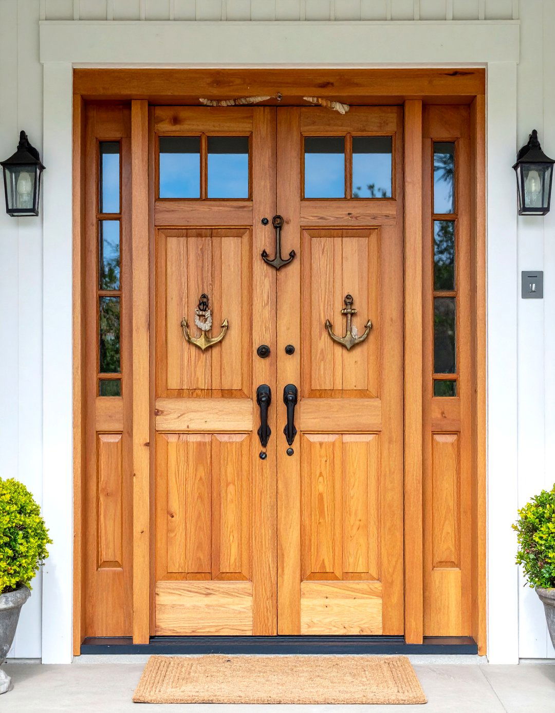 Rustic Front Door with Rope and Anchor Details - 20 Rustic Front Door Ideas