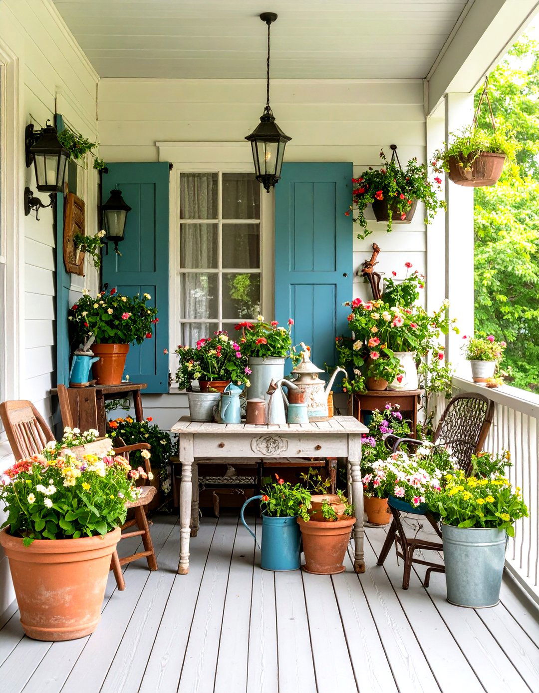Rustic Front Porch with Antique Collections - 20 Rustic Front Porch Ideas