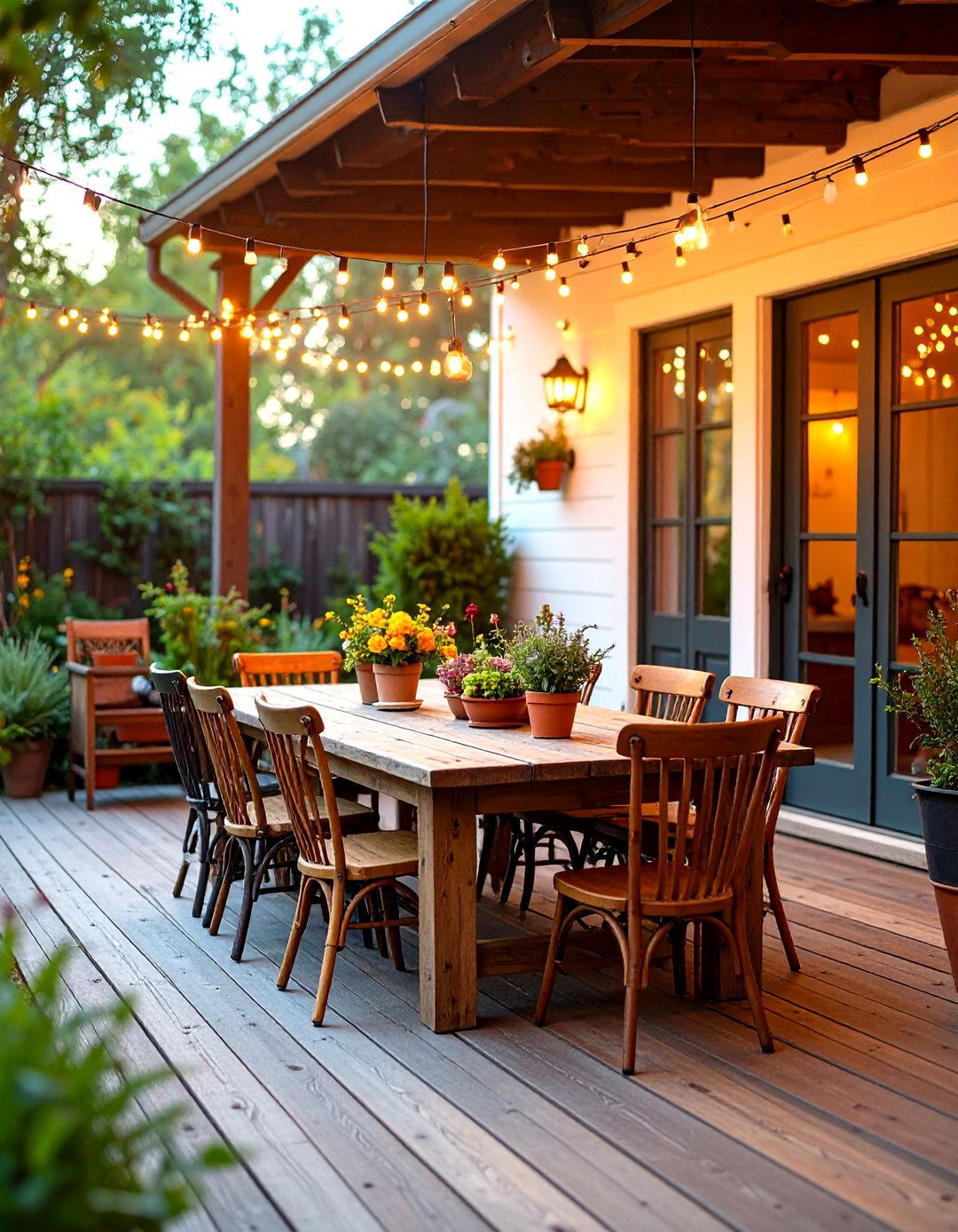 Rustic Front Porch with Outdoor Dining - 20 Rustic Front Porch Ideas