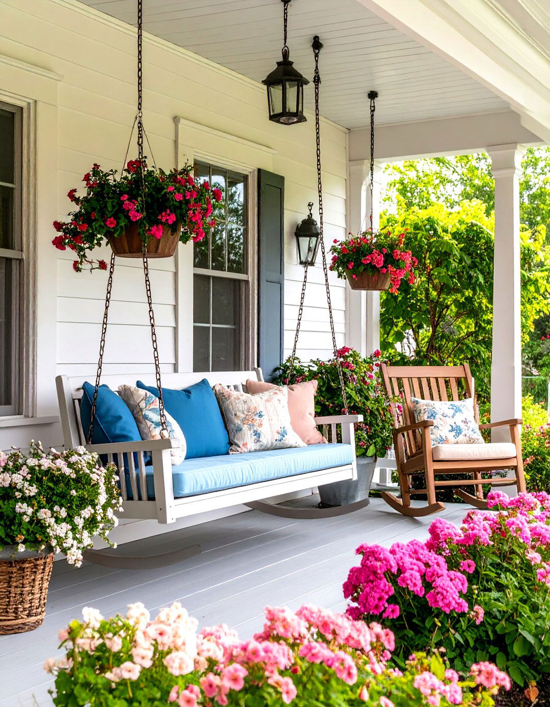 Rustic Front Porch with Swing Seating - 20 Rustic Front Porch Ideas