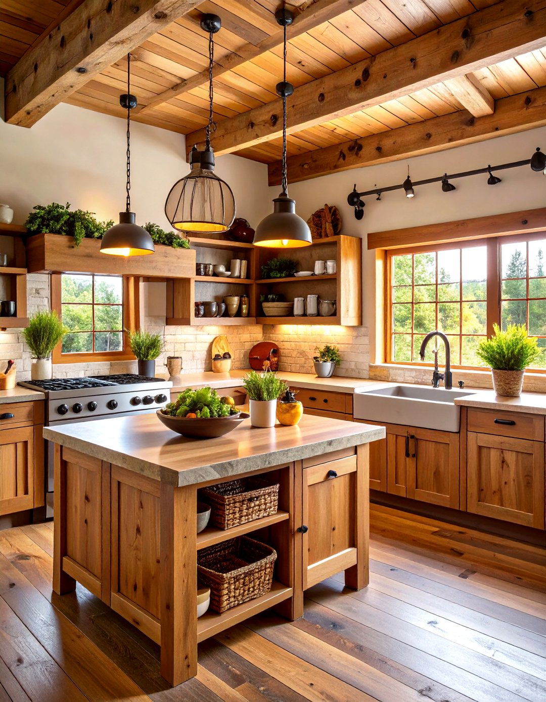Rustic Kitchen Counter Cabin Lodge - 20 Kitchen Counter Decor Ideas