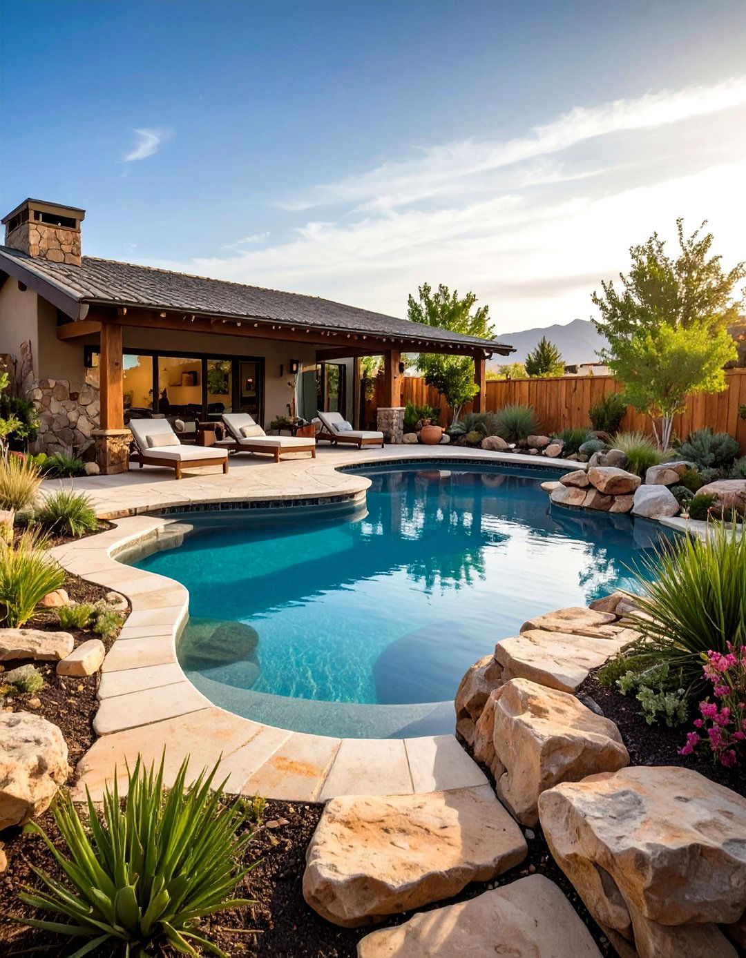 Rustic Landscaping incorporating Natural Swimming Pool and Beach Areas - 20 Rustic Landscaping Ideas