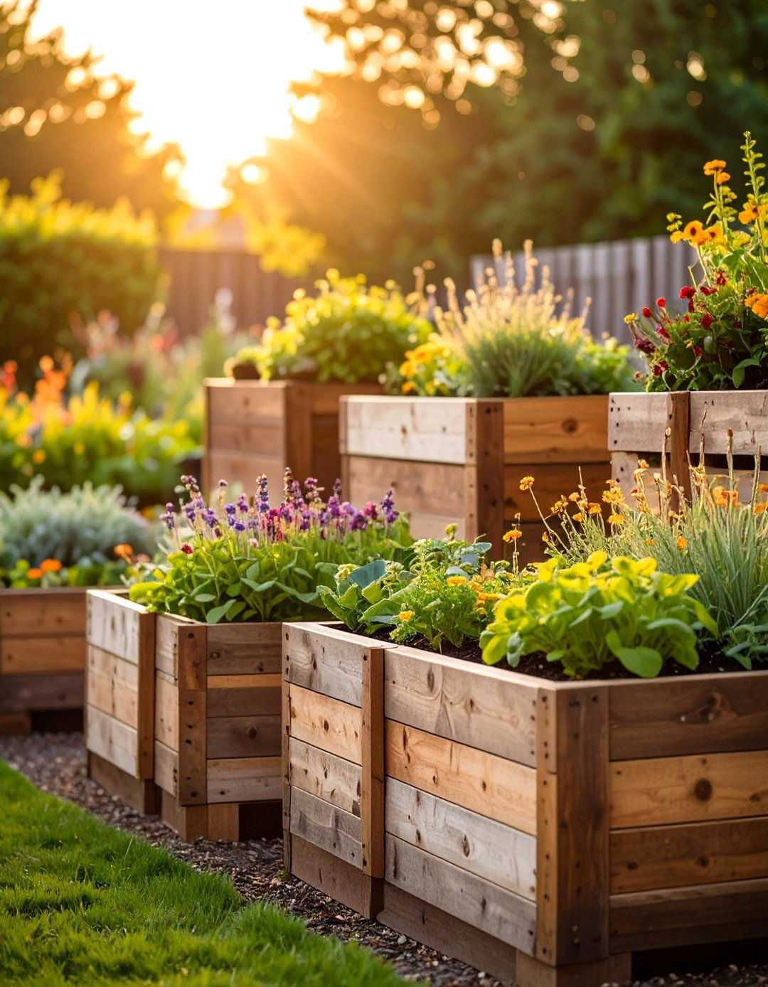 Rustic Landscaping with Reclaimed Wood Planter and Raised Bed Gardens - 20 Rustic Landscaping Ideas
