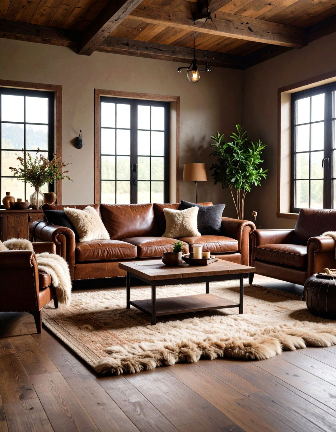 Rustic Leather Furniture Accents - 20 Rustic Decor Ideas