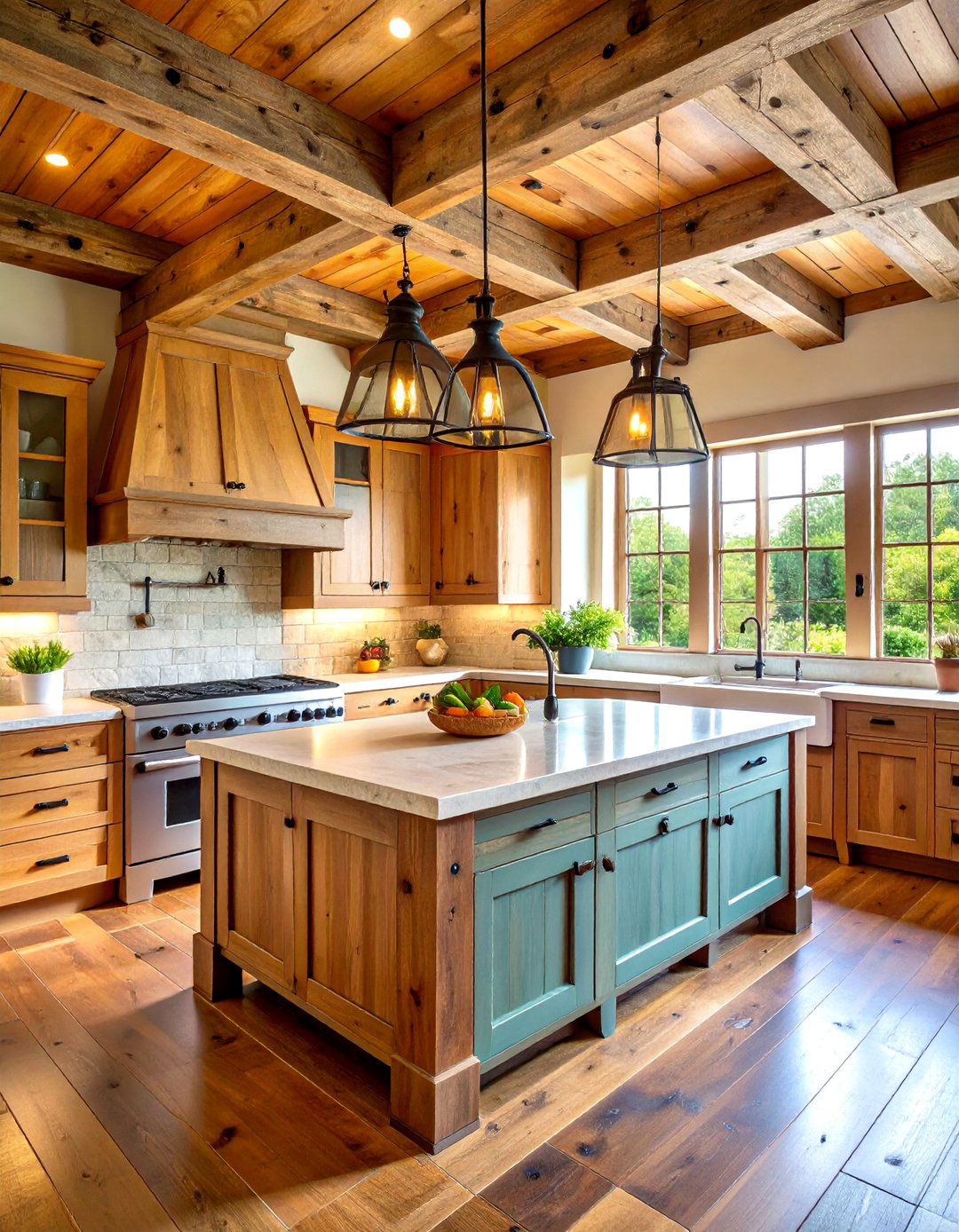 Rustic Light Wood Cabinet Kitchen with Reclaimed Elements - 20 Kitchens With Light Wood Cabinets