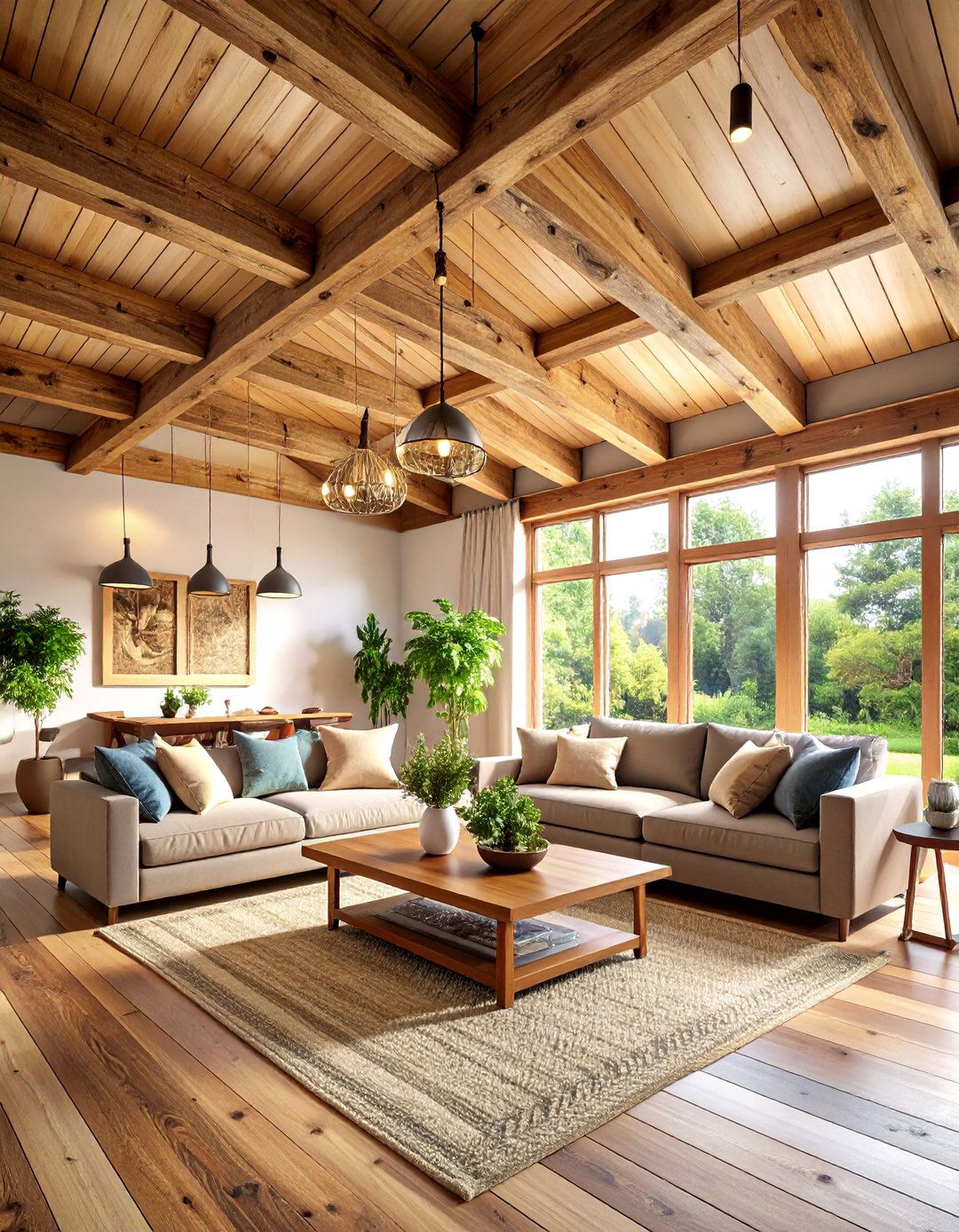 Rustic Living Room False Ceiling with Exposed Beam Integration - 20 Living Room False Ceiling Design Ideas