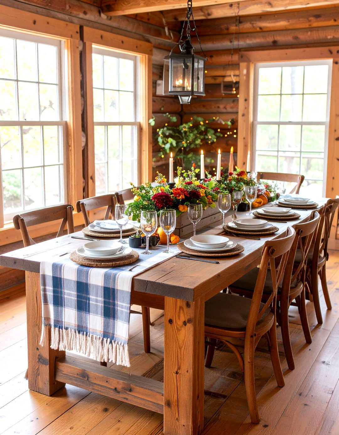 Rustic Log Cabin Thanksgiving Table Decor - 20 thanksgiving table decor ideas