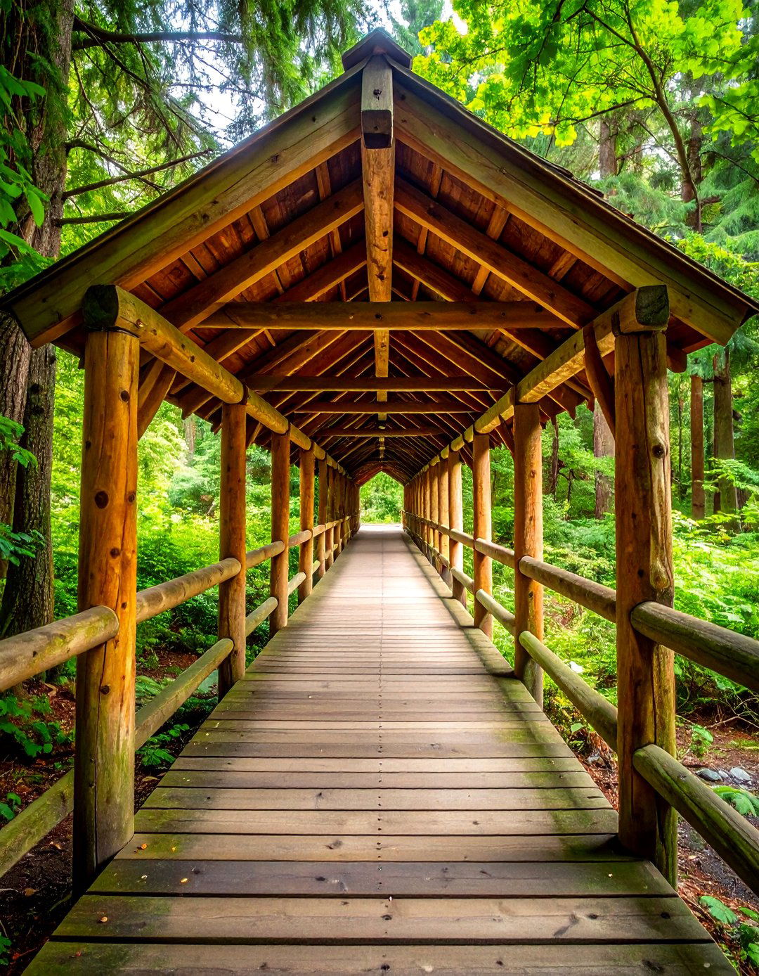 Rustic Log Frame Covered Walkway - 20 Covered Walkway Ideas