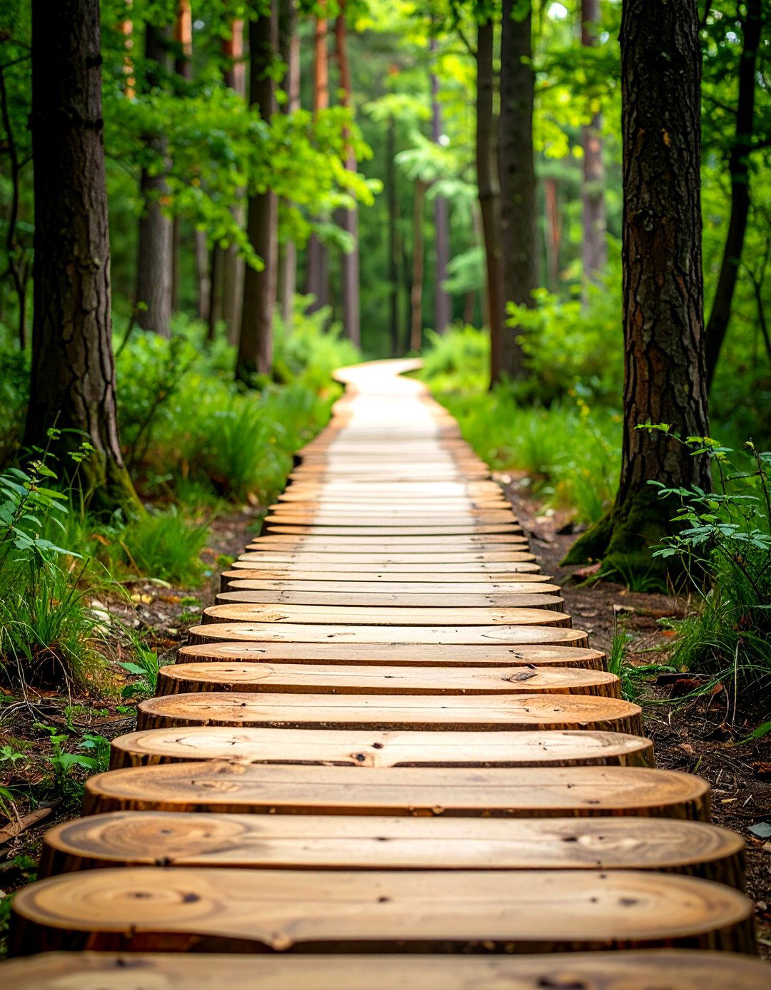 Rustic Log Wooden Walkway for Natural Settings - 20 Wooden Walkway Ideas