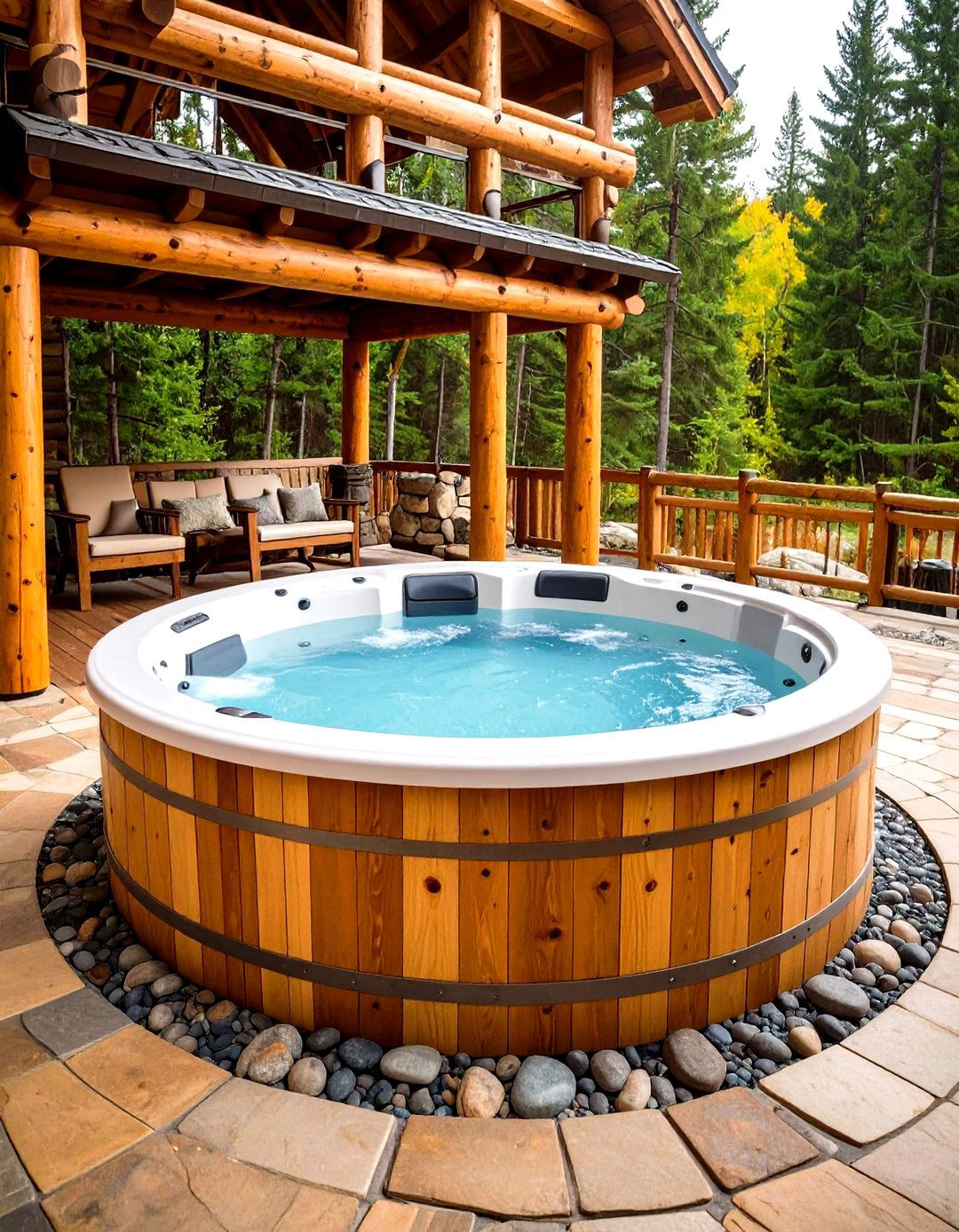 Rustic Log and Timber Retreat - 20 Sunken Hot Tub Ideas