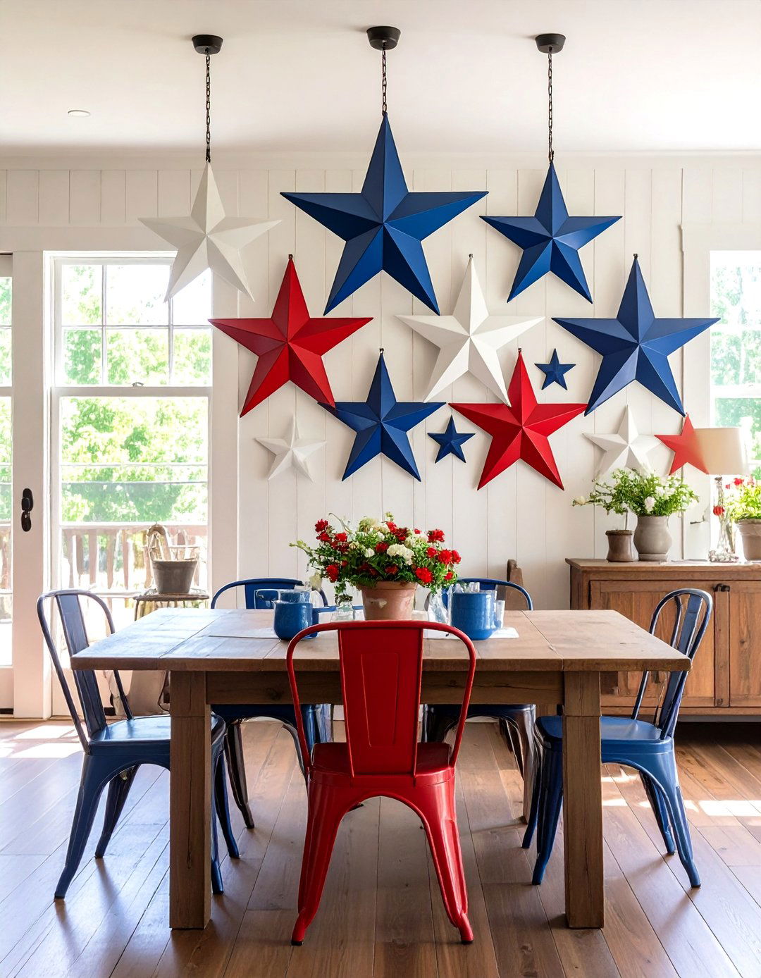 Rustic Metal Barn Star Collection Display - 20 Rustic Wall Decor Ideas