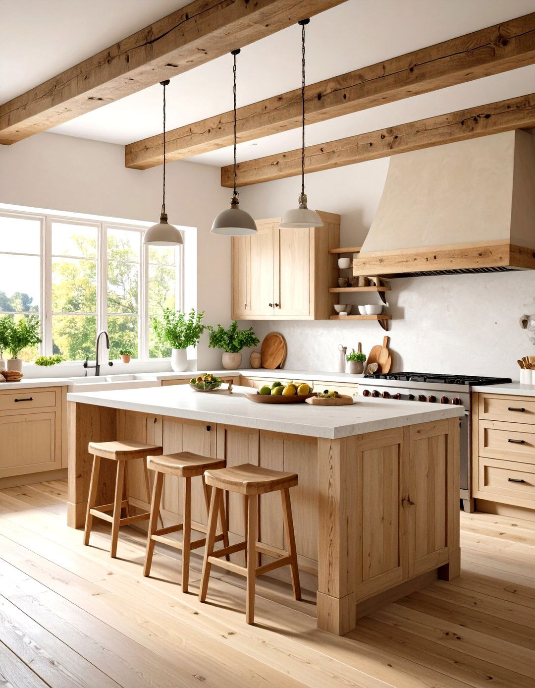 Rustic Microcement Kitchen with Wood Accents - 20 Microcement Kitchen Ideas