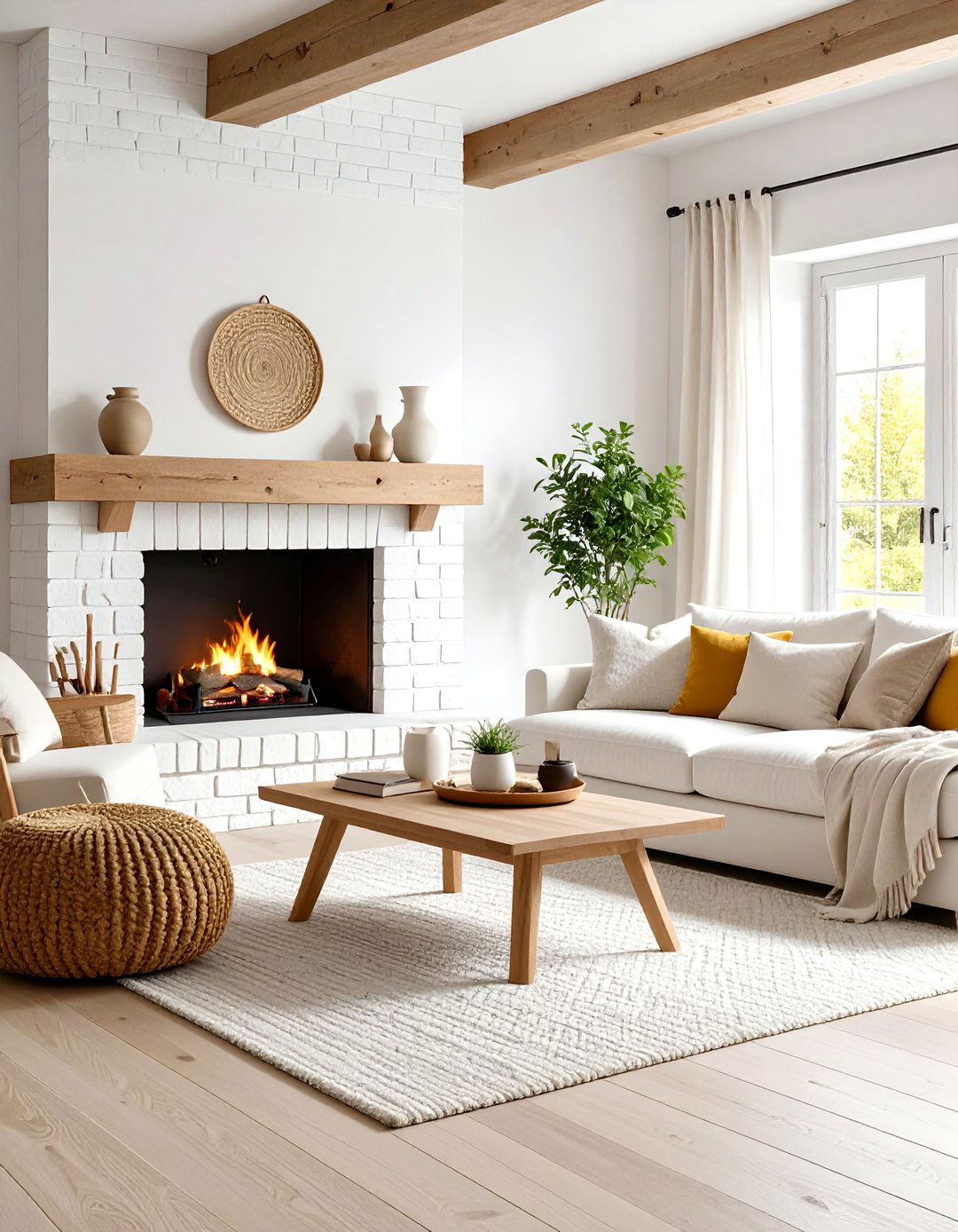 Rustic Minimalist Living Room With a Brick Fireplace - 20 Rustic Living Room With a Brick Fireplace Ideas