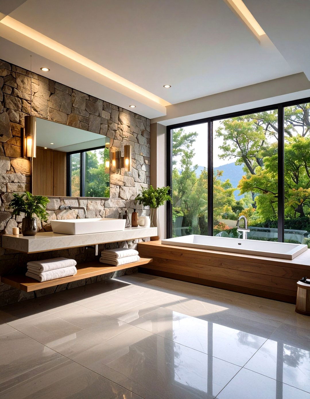Rustic Modern Contrast - 20 Stone Shower Design Ideas