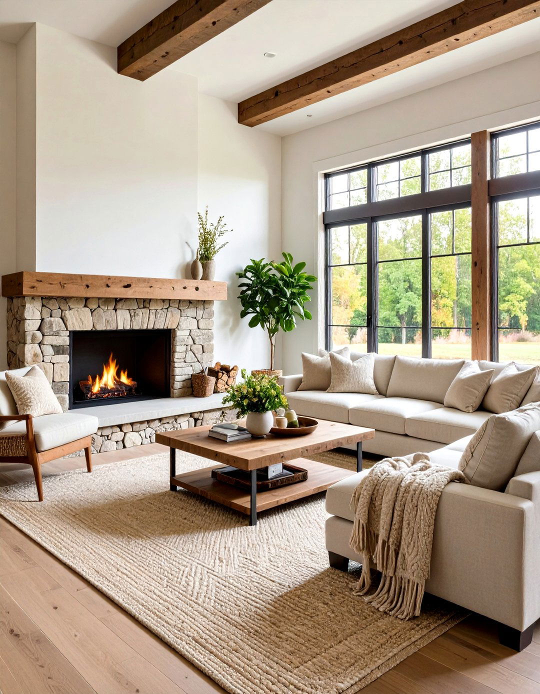 Rustic Modern Sectional Corner Fireplace Design - 20 Living Room Ideas With Sectionals and Fireplace