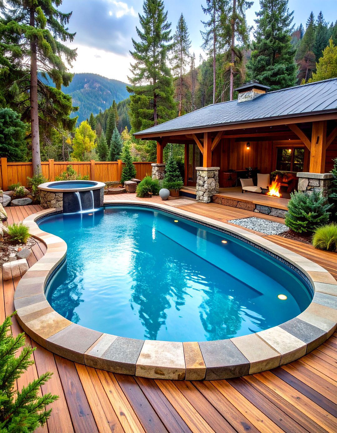 Rustic Mountain Lagoon Pool - 20 Lagoon Pool Ideas