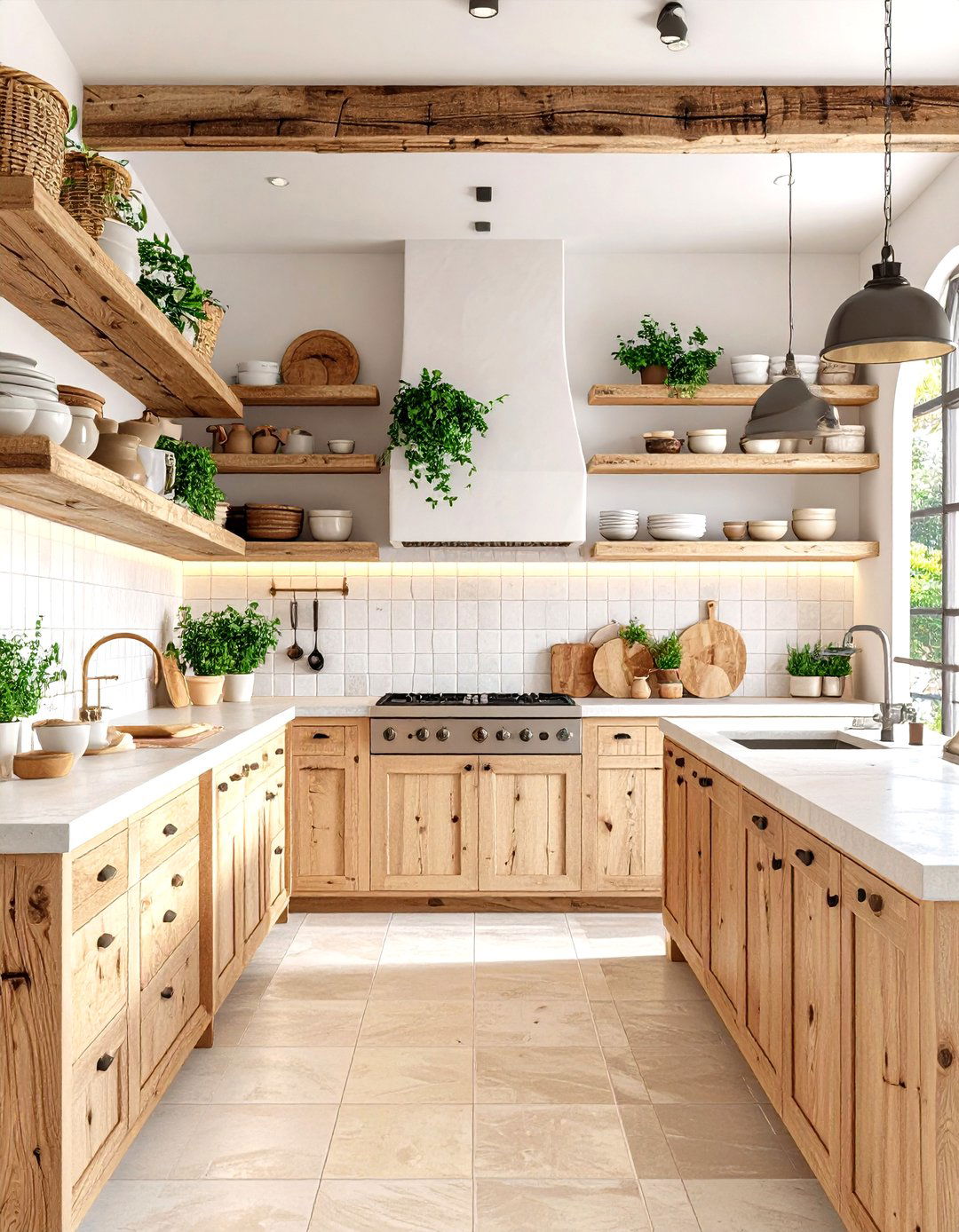 Rustic Open Shelving Mediterranean Kitchen with Display Focus - 20 Mediterranean Kitchen Ideas