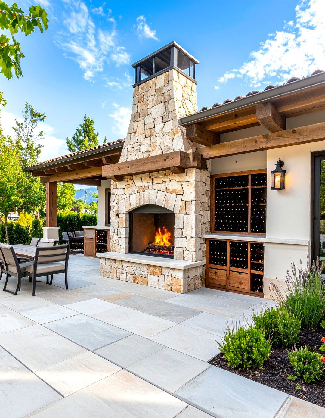 Rustic Outdoor Fireplace with Wine Storage - 20 Rustic Outdoor Fireplace Ideas