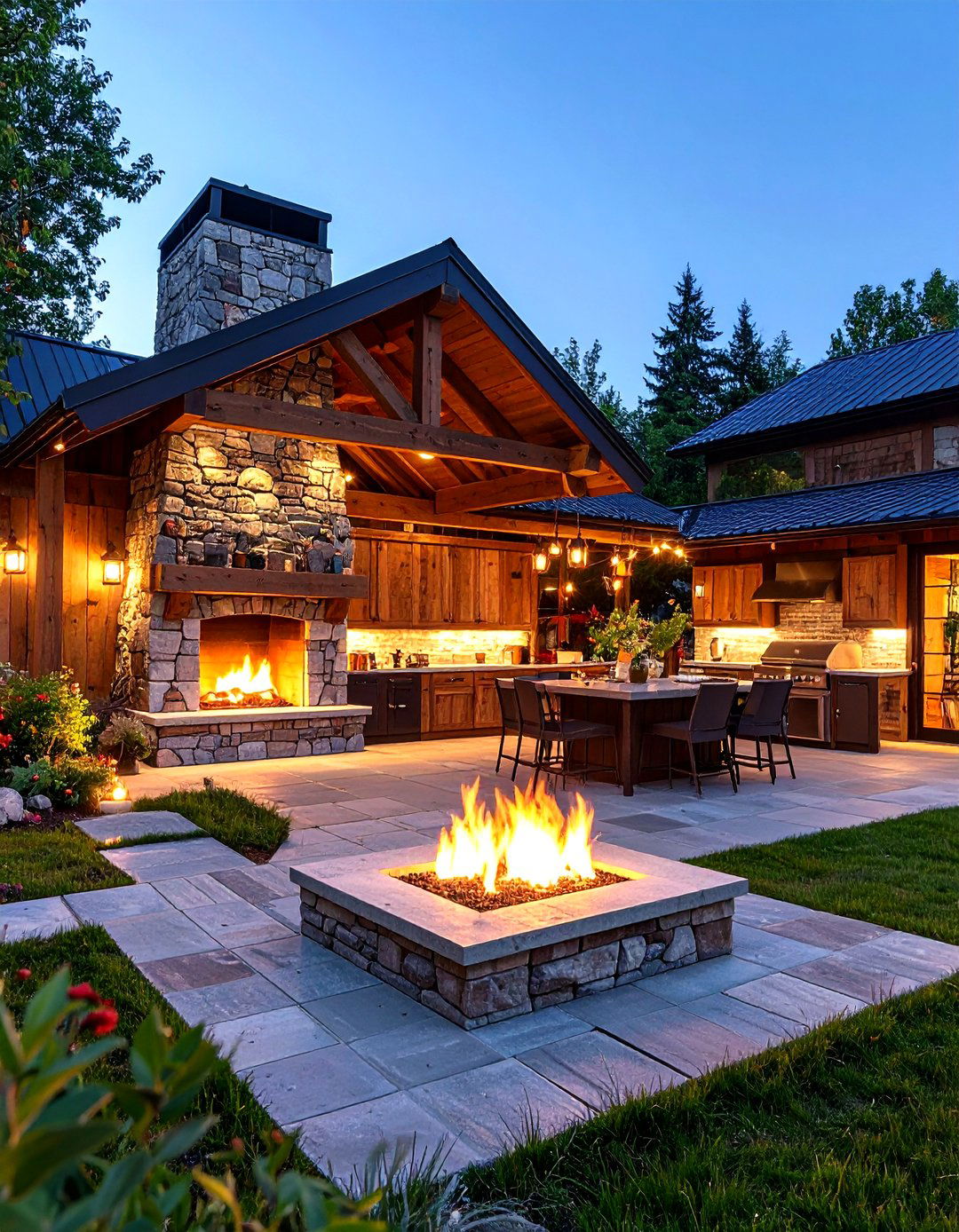 Rustic Outdoor Kitchen with Fire Features - 20 Rustic Outdoor Kitchen Ideas