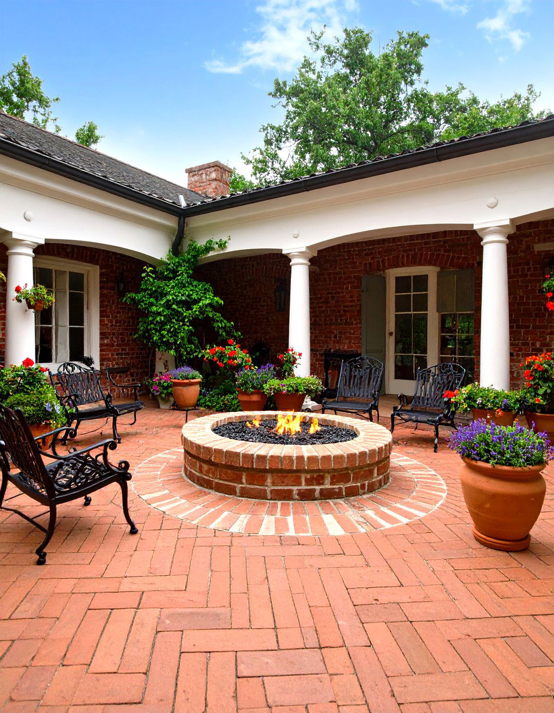 Rustic Patio Brick and Mortar Traditional Courtyard - 20 Rustic Patio Ideas