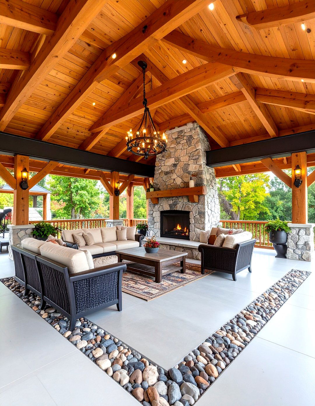 Rustic Patio Cabin Style Covered Pavilion - 20 Rustic Patio Ideas