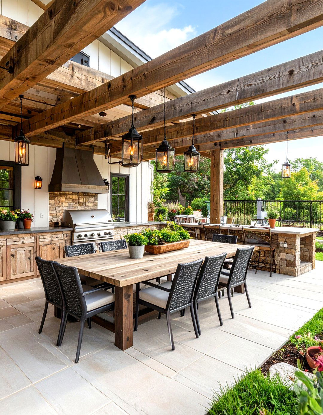 Rustic Patio Farmhouse Kitchen and Dining Haven - 20 Rustic Patio Ideas